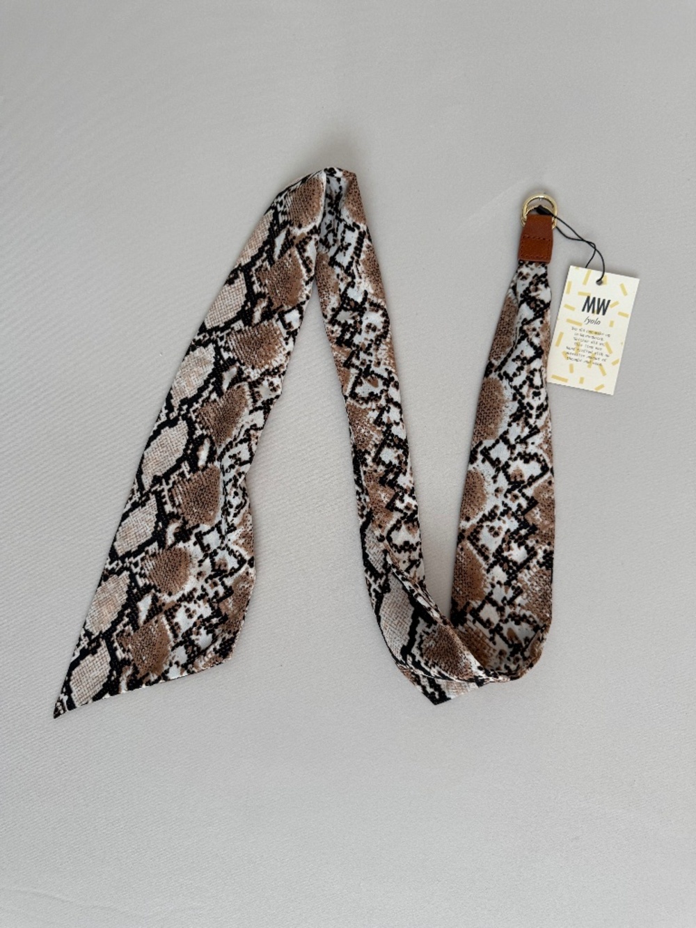 NWT Most Wanted MW Yolo Snakeskin Print Tie Belt Grey